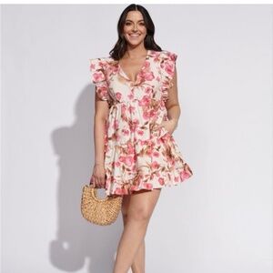 Abercrombie & Fitch Floral Mini Dress - Pink and Cream
